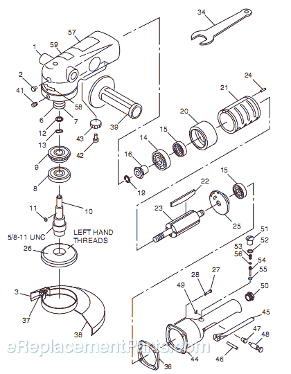 Page A Diagram and Parts List for CP857 T024387 Chicago Pneumatic Angle Grinder
